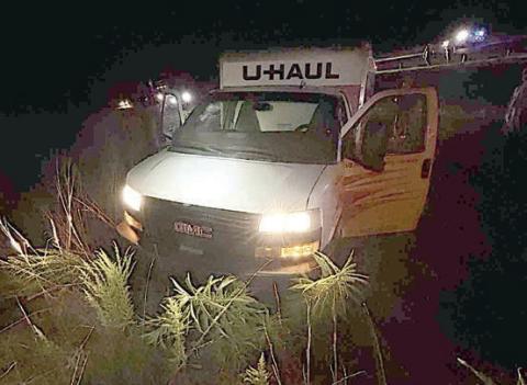 Shown above is the moving van involved in the incident early Saturday morning.