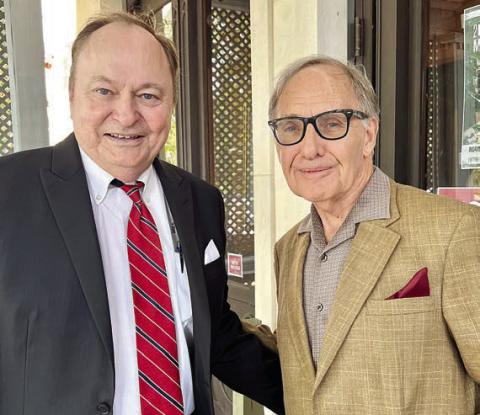 Those attending Fayette County Day at Festival Hill in Round Top were welcomed by Fayette County Judge Dan Mueller (left) and Festival Hill founder James Dick (right).