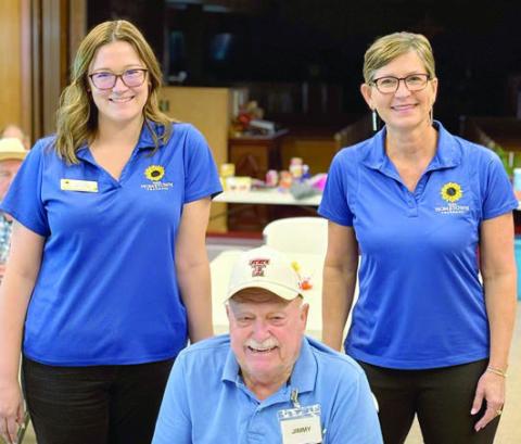 Immunizations were made available for members at all three Senior Connections locations by Your Hometown Pharmacy. Shown are Jim Walker (center) with Kate Najvar (left) and Paula Grahmann (right) of Your Hometown Pharmacy.
