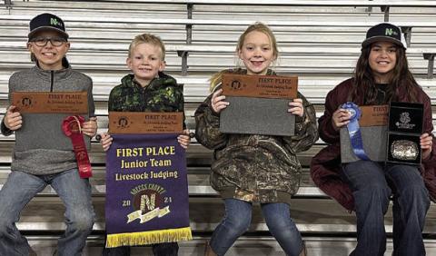 Champion Junior Team – (from left) Tate Fritsch, Joe Carrales, Abbigale Eichler and Adalyn Carrales. Joe Carrales and Adalyn Carrales are members of the Flatonia 4-H.