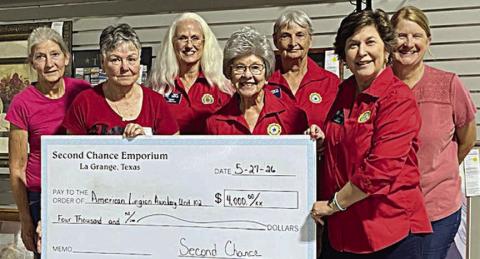Second Chance presents check to Auxiliary Unit 102