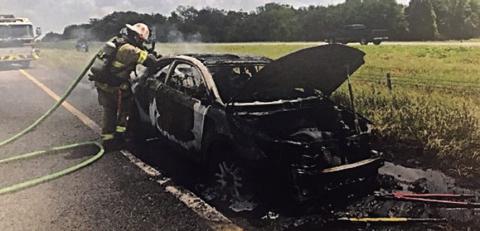 A 2009 Toyota Scion caught fire while traveling on Interstate 10 near Flatonia on Saturday, April 15. Flatonia Fire &amp; Rescue was dispatched to the scene and extinguished the fire.