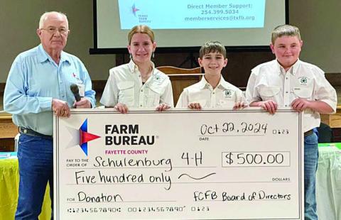 Farm Bureau gives $500 to Schulenburg 4-H