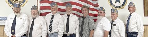 Schulenburg American Legion Sons of the American Legion officers for 2023-24 are (from left) Herb Fish, commander; and Patrick Chaloupka, Dallas Canada, Del Delveccio, Donnie Klesel, Floyd Arndt, Robert Hranicky and Stan Ulcak.