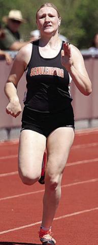 Angel Davis sprints to a first-place finish in the 200-meter dash. Photo By Melanie Berger / Courtesy of Flatonia Argus