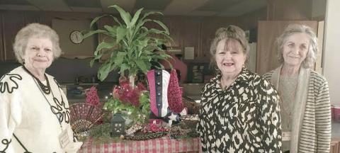 Hostesses for the Garden Club meeting were (from left) Jerry Leonard, Gail Hammontree and Wanda Brown.