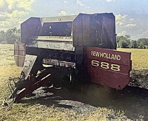 Baler catches fire near Mullins Prairie
