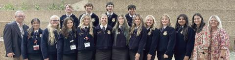 Members of the Schulenburg FFA Chapter attended the 97th Texas FFA Convention held June 30 to July 4 in Fort Worth, and six members received their Lone Star Degrees (see photo on Page 1). Convention attendees were (front row, from left) Brad Lux, Natalia Garcia, Jolene Jarvis, Anna Oeding, Jenna Guentert, Clara Magliolo, Gracie Burton, Morgan Steinhauser, Keeley Warnken, Kyrroll Prihoda, Shalanie Olvera, Hannah Mulhern, Kylee Zapalac, (back row) LJ Schindler, Van Prihoda, Colton Knigge and Trey Silcox.