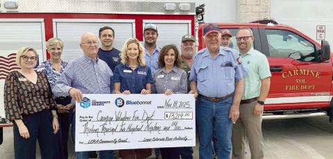 LCRA, Bluebonnet Electric Co-op award $13,219 grant to Carmine VFD