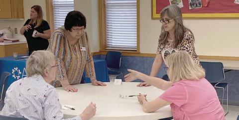 Bunco was played at the conclusion of the Fayette County Retired Teachers’ Association meeting. Shown enjoying the games are (at the table, from left) Kim Joost, Jeanne Wetjen, Melanie Mica and Karen Novak, with guest Christine Heinrich of AMBA in the back.