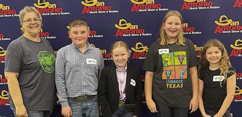 The Fayette County 4-H team of (from left) coach Jennifer Miksch and team members Abraham McBride, Abigale McBride, Zoey Krenek and Catelyn Bosl competed in the San Antonio Livestock Show &amp; Rodeo Dairy Judging Contest on Thursday, Feb. 6. Abraham McBride, Abigale McBride and Zoey Krenek belong to the Schulenburg 4-H, and Catelyn Bosl is a member of the Flatonia 4-H.