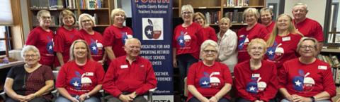 Att ending the Fayette County Retired Teachers Association meeting on Oct. 13 were (front row, from left) Marge Shofner, Lisa Slinkard, Joe Ramirez, Joan Miertschin, Karen Fitch, Kim Joost, (back row)Mary K. Seifert, Kathleen Svatek, Sandra Holub, Theresa Wagner, Peggy Halamicek, Esther Hartman, Patty Reid, Chris Morrison, Carolyn West, Donna Burton, Rick West and (not shown) Marceil Prestridge.