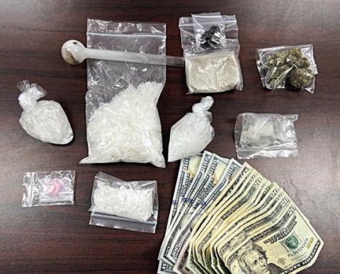 Drugs confiscated – During the arrest of a Bastrop man who tried to flee from deputies, over 6 ounces of methamphetamine and over an ounce of heroin were located in a package and other items were also confiscated.