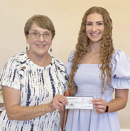 PHOTO ABOVE – The CHS scholarship check is being presented to Sadie Noska (right), 2025 Flatonia High graduate, by Carolyn Heinsohn (left). PHOTO AT RIG HT – Competing in pageants this year are both Texas CHS State Queen Madelyn Karstedt (left) and Fayette County CHS Little Princess Lillie Karstedt (right).