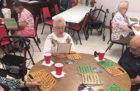 Bingo Players – Among those intently playing bingo at NVCC were Helen Ohnheiser, Elroy Dieringer, JoNell Vacek and Aileen Kasper.
