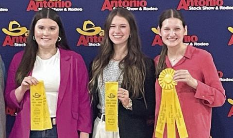 The Fayette County 4-H Senior Team placed fifth overall in Consumer Decision Making at the San Antonio Livestock Show. Team members were (from left) Madeline Willrich, Harper Mau and Elena Supak.