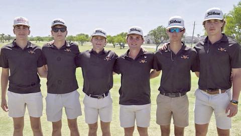 Members of the Shorthorn golf team, shown above at the regional golf tournament, are: (from left) Koi Prihoda, Van Prihoda, Reid Janda, Brycen Schramek, Brant Redman, and Jayse Janda.