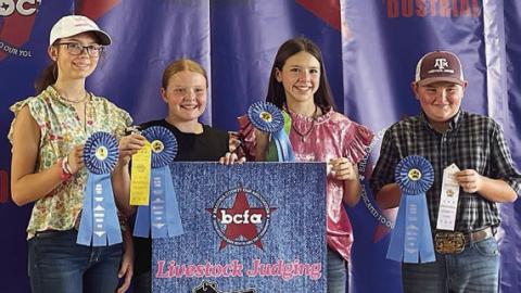 Champion Intermediate Team – (from left) Tatum Fritsch, Kaisley Janecka, Alexis Berckenhoff and Abraham McBride. Abraham McBride is a member of the Schulenburg 4-H.