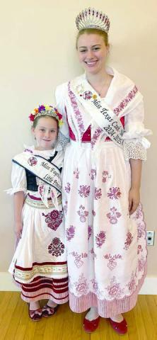 Wearing Czech Krojs are (from left) Fayette CHS Little Princess Lillie Karstedt and CHS Miss Texas Czech-Slovak Queen Madelyn Karstedt. The traditional Czech costumes were made by their mother, Bonny Karstedt.