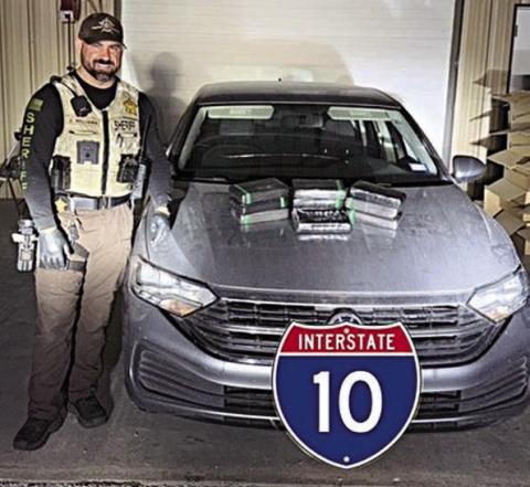 Ten bundles of cocaine were located after Deputy Cody Williams stopped a 2022 Volkswagen Jetta on Interstate 10 eastbound about four miles west of Schulenburg.