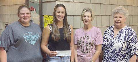 Scholarship presentation – (from left) committee member Chelsea Moeller, $500 scholarship recipient Ellie Fike, committee chair Mary K. Seifert and committee member Junette Rodecap. Fike is a 2022 honor graduate of Flatonia High School.