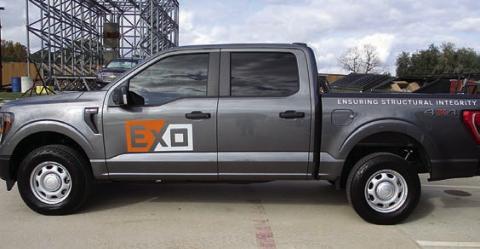 Gray pick ups with the EXO logo , as well as the Fayette Electric logo, will be used by EXO crews performing pole incpections.
