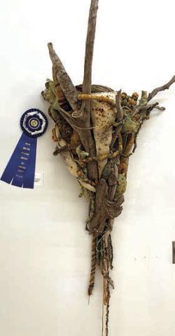 Stephanie Shroyer ’s fiber &amp; found materials sculpture “Tornado”