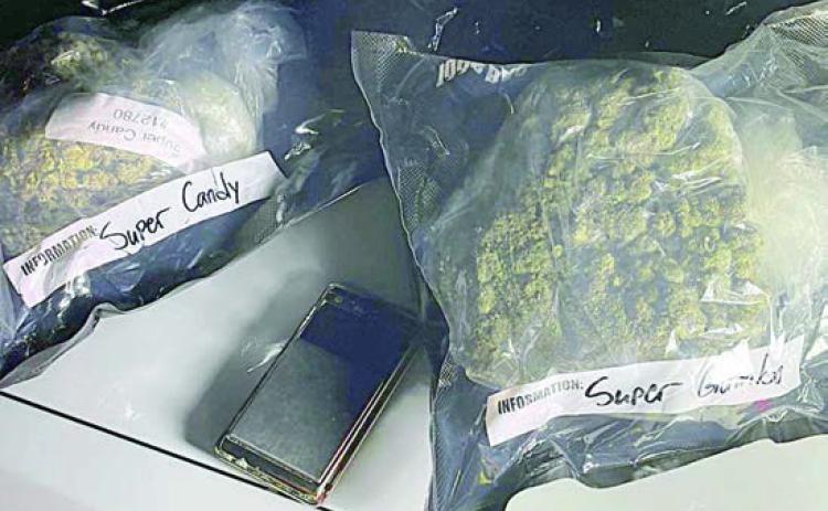 Shown above are the bags of marijuana seized after a traffic stop on I-10 last Thursday.