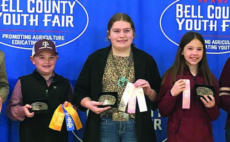 The first place team in the junior division at the Bell County Livestock Judging Contest was the Fayette County 4-H Junior Maroon Team of (from left) Kullen Kutac, Abraham McBride, Rheagan Karisch, Alexis Berckenhoff and coach Kaci Carrales.