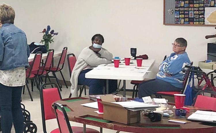 “Healthy Eating,” a four-part series, is being presented at Navidad Valley Community Connections by Sally Garrett and Jennifer Boening, Texas AgriLife Extension Center staff. They are shown during the first session held on Monday, Jan. 10.