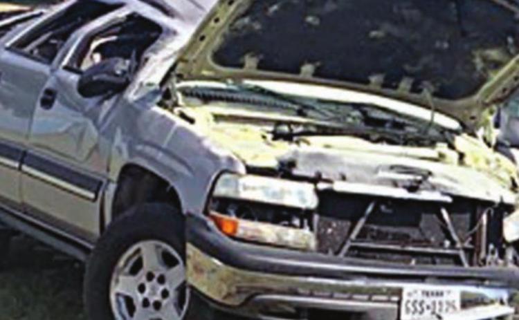 The pursuit of a tan 2004 Chevrolet Tahoe from I-10 near Engle through Flatonia and into Smithville ended when the driver left the roadway to avoid spike strips and the vehicle rolled over.