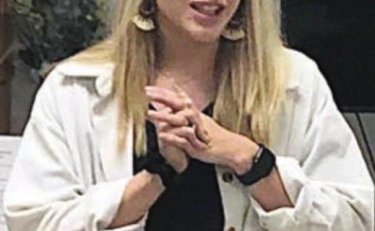 GUEST SPEAKER – Emily Garza, the new executive director of the Flatonia Chamber of Commerce, gave a presentation at NVCC on Monday, March 14.