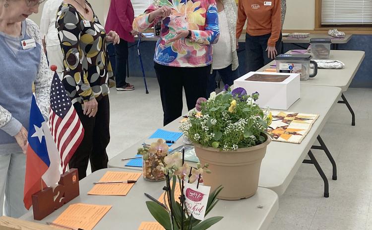 Fayette County ReTIred Teachers Association members view silent auction items.