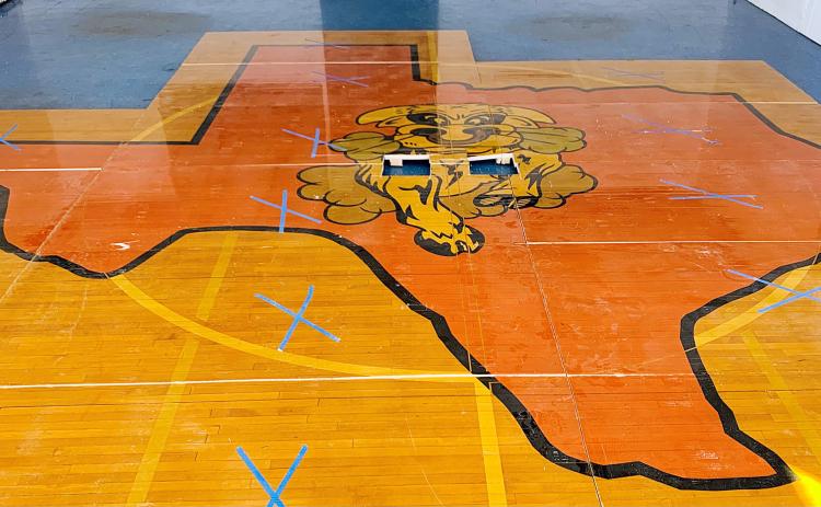 Wood floor sections taken from center court of the Shorthorn gym that have the running Shorthorn logo inside the state of Texas will be one of the items up for bid. It can be viewed through the window at 702 Upton Ave., Schulenburg.