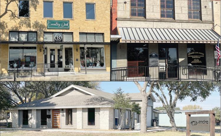 Businesses helped by funding from the EDC include Country Oak Boutique (top, left) and Packard Law Center (top, right) on North Main Street as well as Andre Eye & Optical at the corner of College Street and East Avenue. Sticker Photos By Darrell Vyvjala