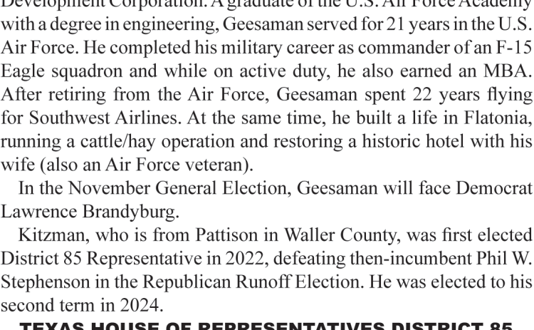 Geesaman unseats Kitzman in Primary