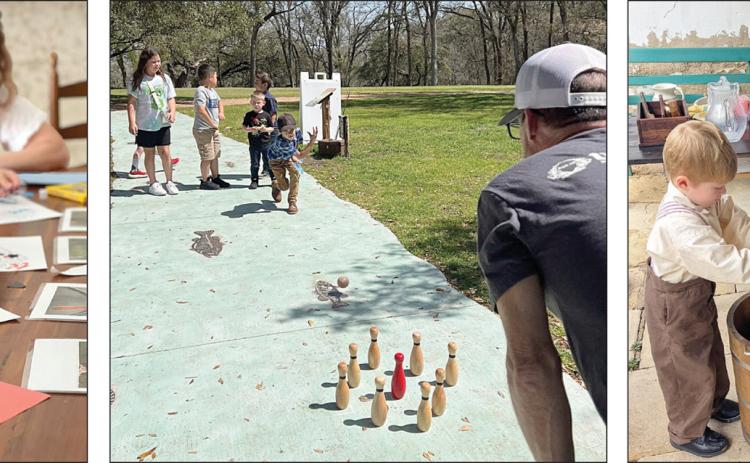 Among the activities planned for Spring Break on the Bluff at Kreische Brewery and Monument Hill State Historic Sites are (left photo) young visitors can get creative with hands-on crafts; (center photo) on Wednesday, March 11, guests can try their hand at historic games and pastimes; and (right photo) the popular ice cream social on Friday, March 13 allows visitors to make batches of homemade ice cream.