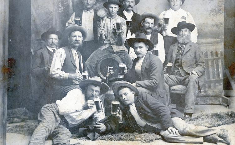 Eleven friends from Schulenburg area posed around a keg of beer, circa 1900. They are identified as John Nordhausen, Alfred Wolters, Bill Voelkel, Henry Skarke, “Old” Kleiber, Christian Gabler, “Old” Miksch, Emil Schultz Sr., Stanislav Becvar, Franz Rabel and Huebner (a shoemaker). Photo Courtesy of Fayette Heritage Museum & Archives