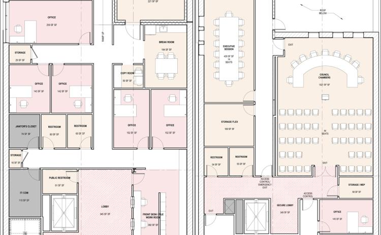 Interior floor plan design for City Hall