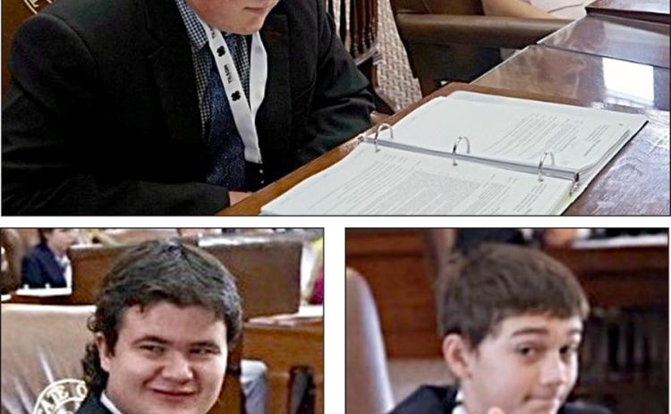 Fayette County 4-H members chosen to attend Texas 4-H Congress were (top photo, from left) Abraham McBride and Sawyer Mau; (bottom left photo) Logan Poncik; and (bottom right photo) Crockett Guenther.