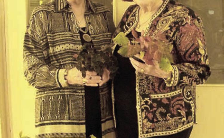 Guest speaker was Cheryl Lenert (right), shown with Patricia Greeson (left). Lenert’s topic was begonias.