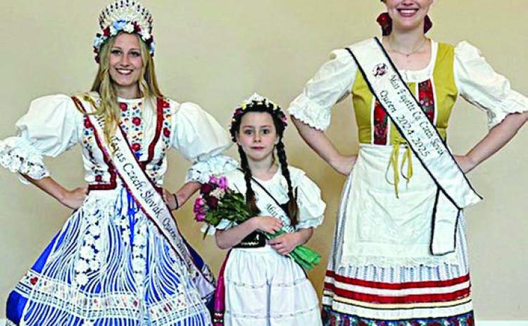 Royalty – (from left) 2023-24 CHS Miss Texas Czech-Slovak Queen Katie Kostelnik, 2024-25 Fayette County CHS Little Princess Lillie Karstedt and 2024-25 Fayette County CHS Queen Madelyn Karstedt.