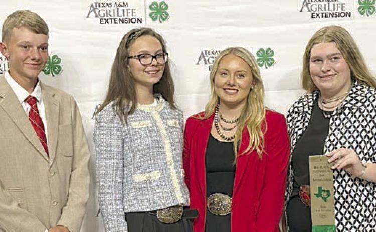 In the Qualifying Livestock Judging contest, the team of (from left) Holden Holub, Tatum Fritsch, Keeley Warnken and Rheagan Karisch placed 10th.