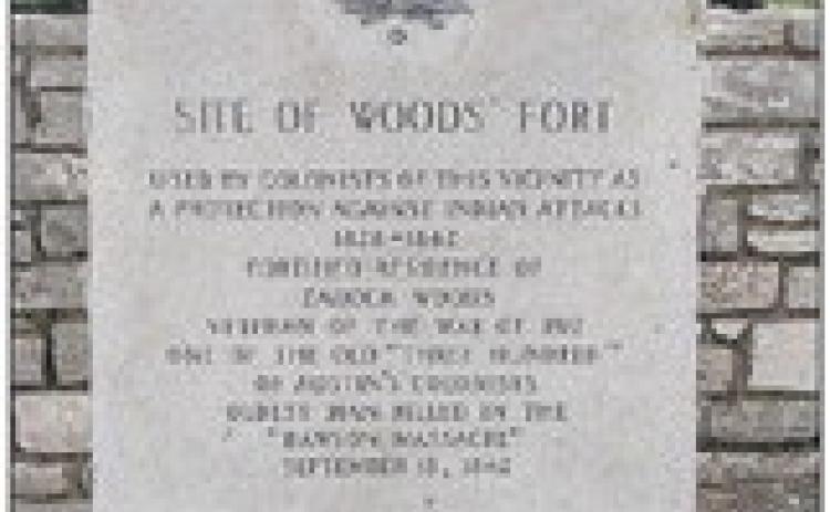 Site of Woods’ Fort used by colonists of this vicinity as a protection against Indian attacks 1828-1842 fortified residence of Zadock Woods veteran of the War of 1812 one of the old “Three Hundred” of Austin’s colonists oldest man killed in the “Dawson Massacre” September 18, 1842 Erected by the State of Texas 1936 Photo Courtesy of Bobbie Nash