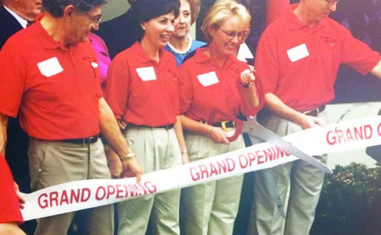 Doing the honors at the Stanzel Museum’s ribbon cutting in March of 1999 were: (from left) Ted Stanzel, Helen Neiser, Ginger Bosl, and Bob Stanzel.