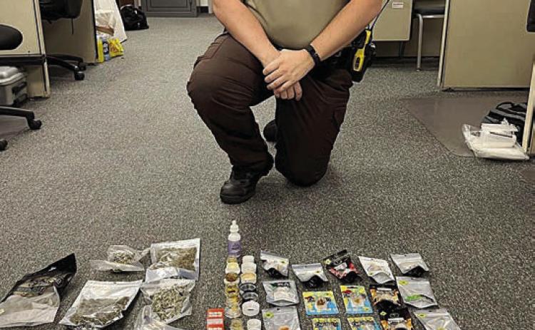 Numerous dru gs an d mari juana were located by Deputy Duane Meagher during a traffic stop on Interstate 10 at Schulenburg on Sept. 12.