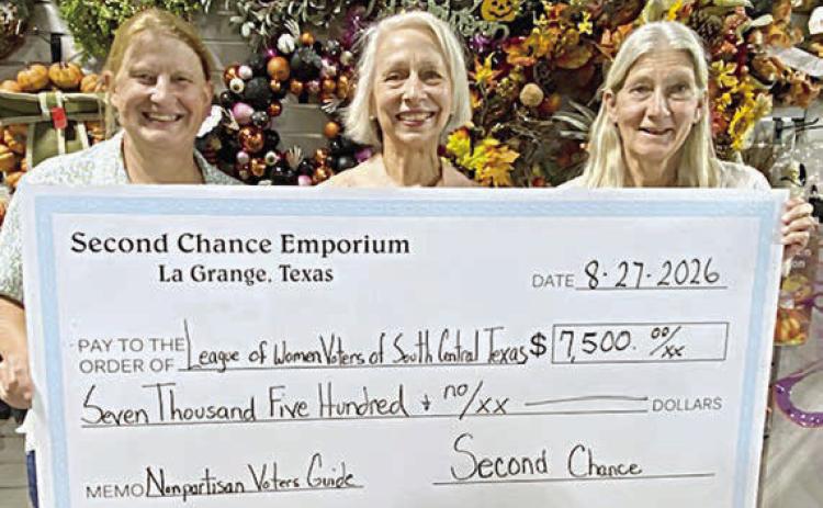 LWV of South Central Texas gets donation