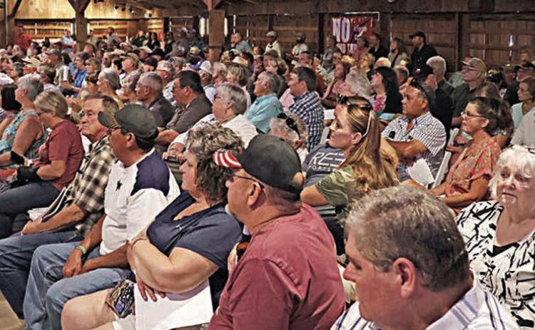 Residents filled Freyburg Hall as part of a coordinated effort to oppose placement of wind turbines north of town, as reported in the June 27 issue.