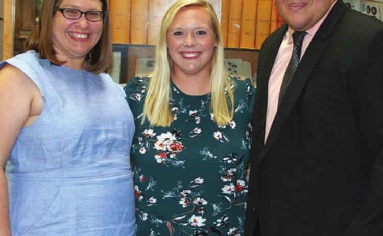 NEW ADMINISTRATORS – (from left) Rachel Robertson, special education director for the Fayette County Shared Service Arrangement; Kacy Divjak, assistant elementary principal; and Roque Thompson, high school principal. Sticker Photo By Darrell Vyvjala
