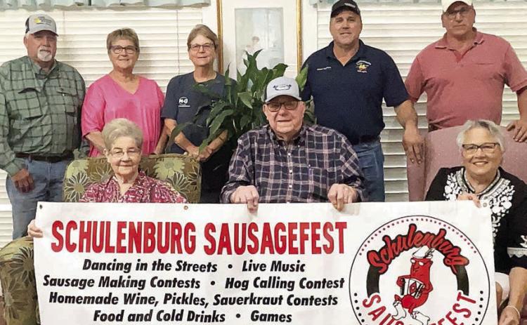 Named the “Best Wurst Family” for the 2025 Sausagefest are: (front, from left) Jeanette Guentert, Curtis Guentert, Tootsie Adams; (back, from left) Darryl Guentert, Audrey Kristynik, Mary Krupala, Darren Guentert, and Terry Guentert.